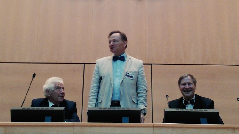 Dr A. A. Startsev at the rostrum under the UN emblem